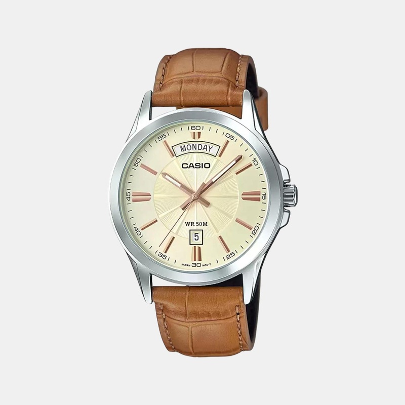 Enticer Men's Analog Leather Watch A1133 - MTP-1381L-9AVDF
