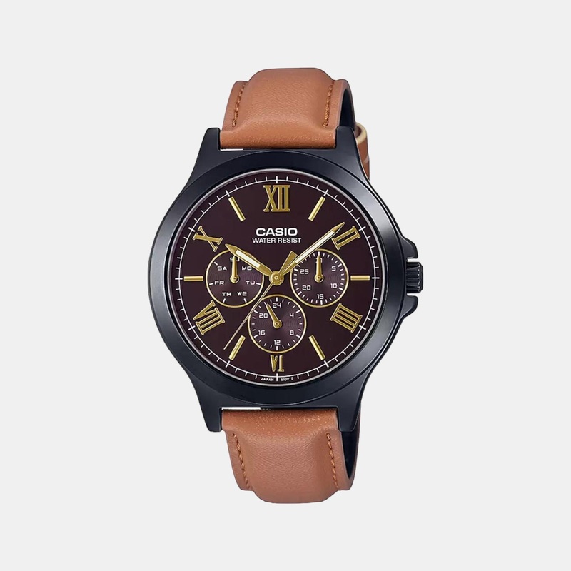 Enticer Men's Chronograph Leather Watch A1971 - MTP-V300BL-5AUDF