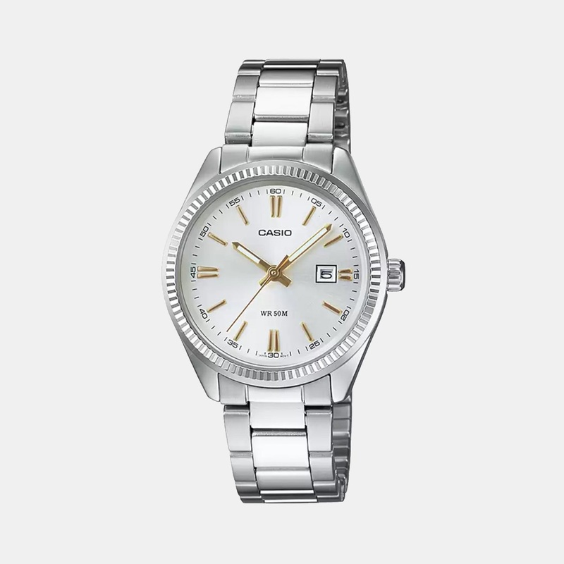 Enticer Women Quartz White Dial Analog Stainless Steel Watch LTP-1302D-7A2VDF A475