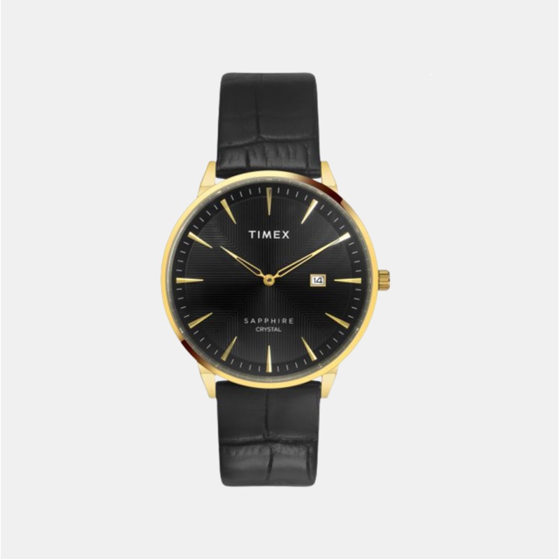 Men Black Analog Leather Watch TWEG21901