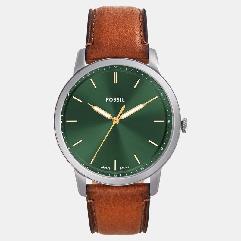 Men Quartz Green Dial Analog Leather Watch FS6094