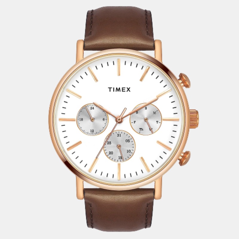 Men's Quartz White Dial Chronograph Leather Watch TWEG20005