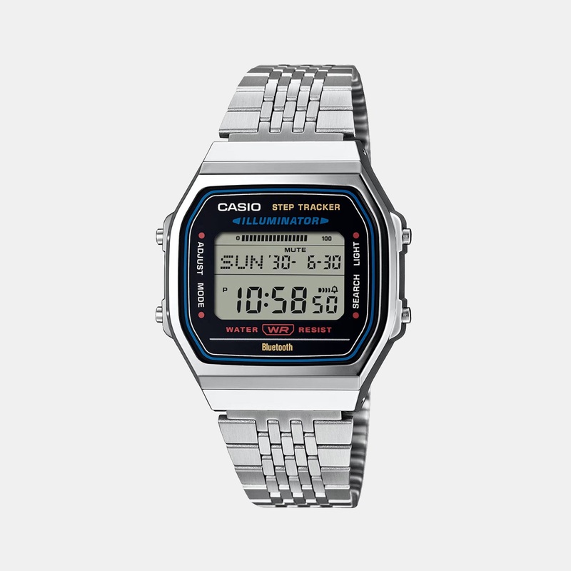 Vintage Unisex Quartz Black Dial Digital Stainless Steel Watch ABL-100WE-1ADF D365