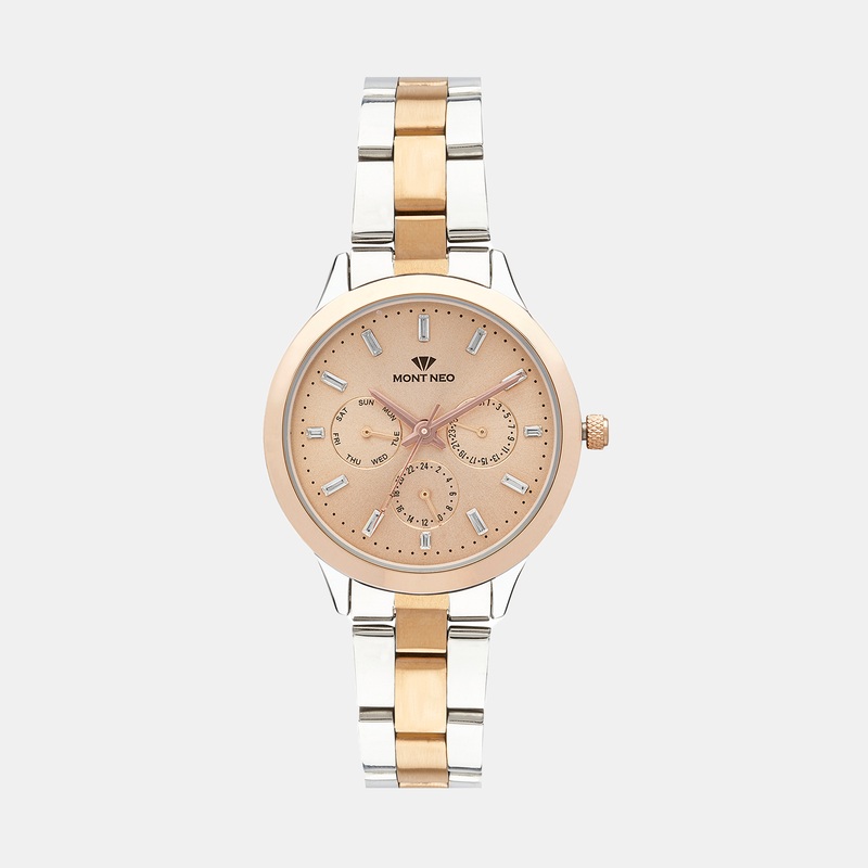 Women Quartz Rose Dial Chronograph Metal Watch 9009M-M1307