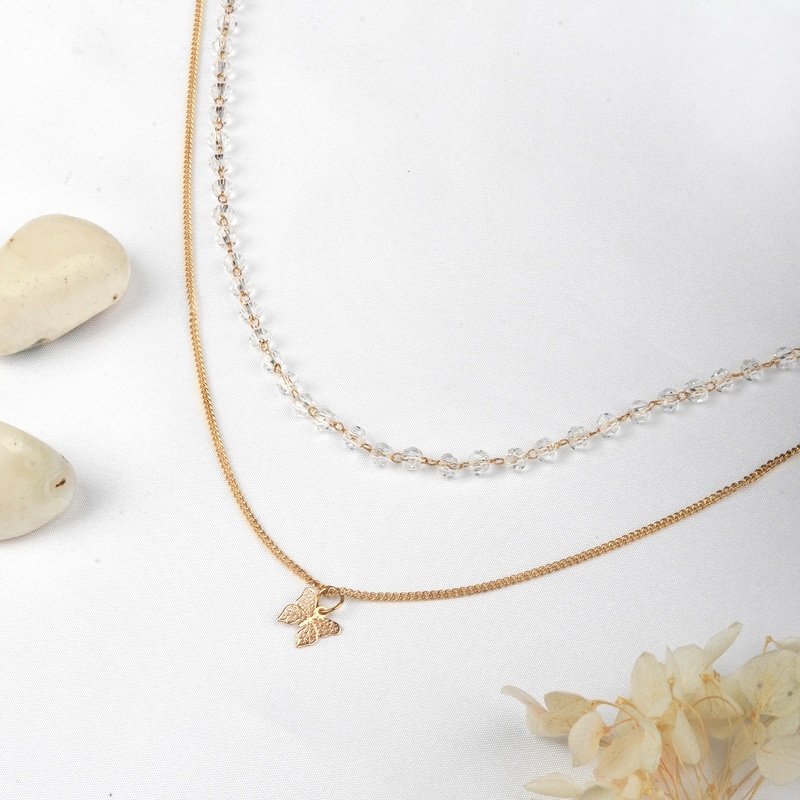 Beaded Wing Layered Necklace