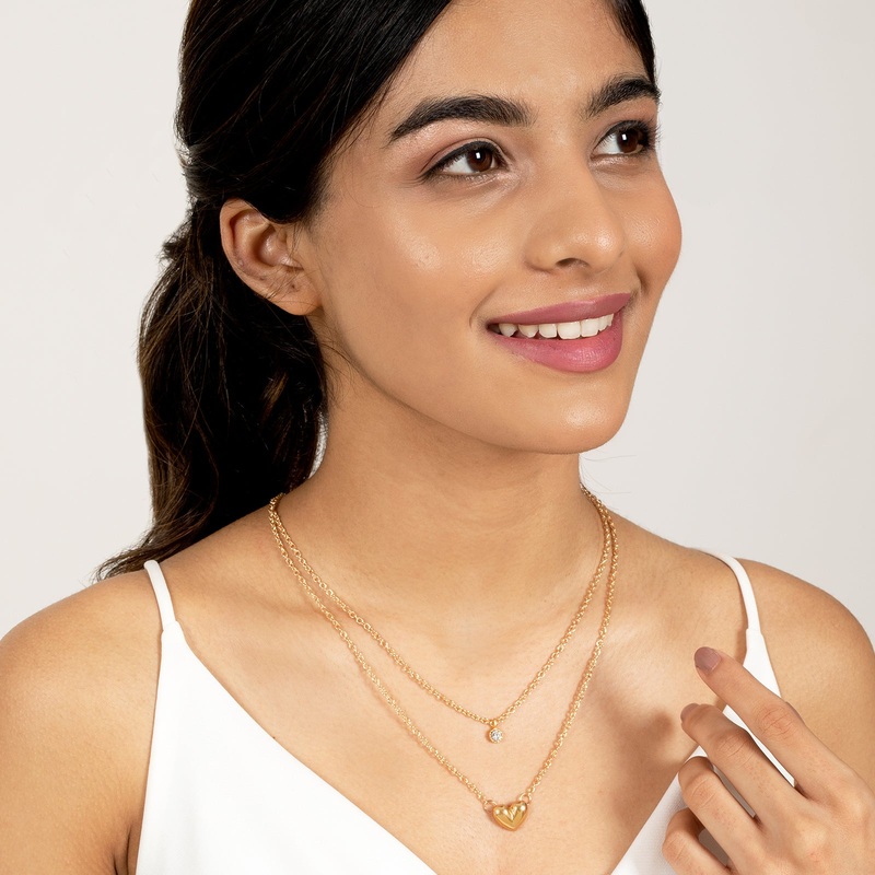 Bewitched Sparkles In Heart Layered Necklace