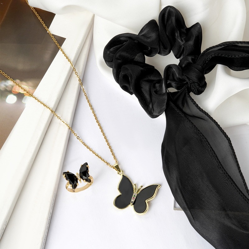 Black Butterfly Jewelry Set