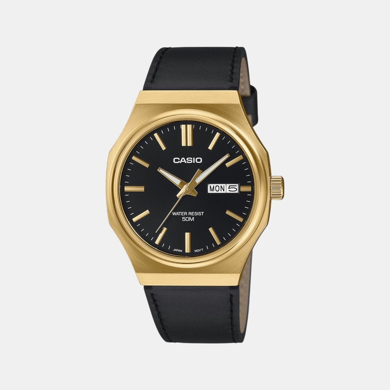 Enticer Men Quartz Black Dial Analog Leather Watch MTP-E735GL-1AVDF A2420