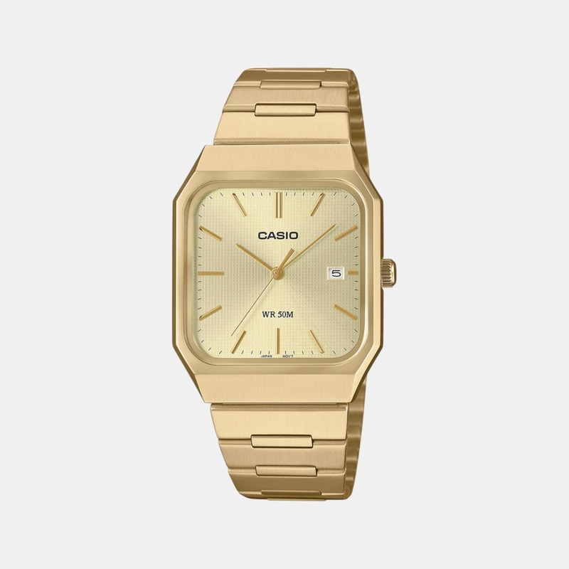 Enticer Men Quartz Gold Dial Analog Stainless Steel Watch MTP-B185G-9AVDF A2470