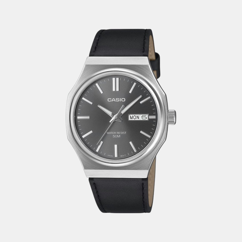 Enticer Men Quartz Grey Dial Analog Leather Watch MTP-E735L-8AVDF A2419