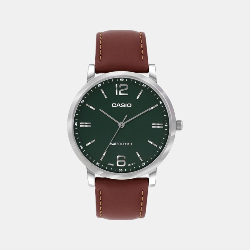 Enticer Men's Green Dial Analog Stainless Steel Watch MTP-SN5YL-3A A2438