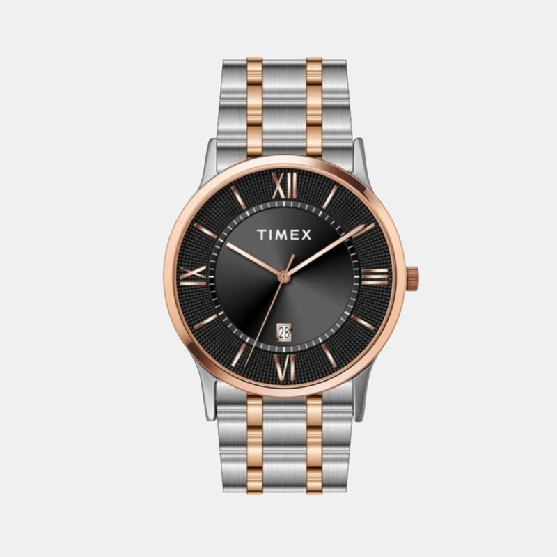 Men Quartz Black Dial Analog Stainless Steel Watch TWTG10518