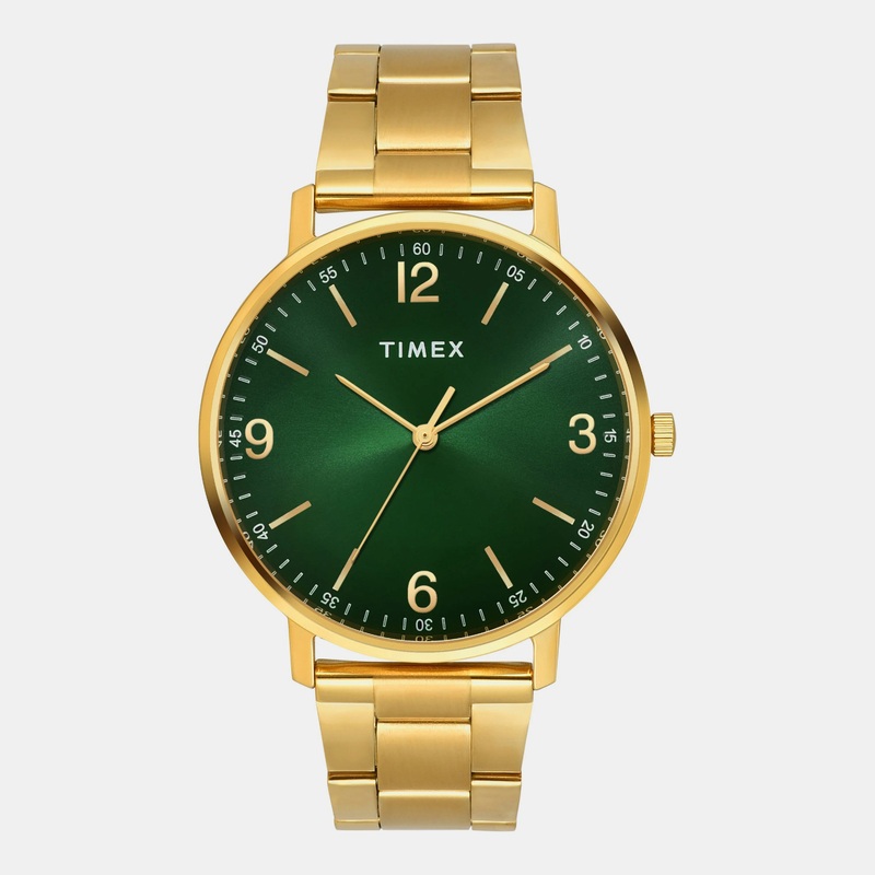 Men Quartz Green Dial Analog Stainless Steel Watch TW0TG8027