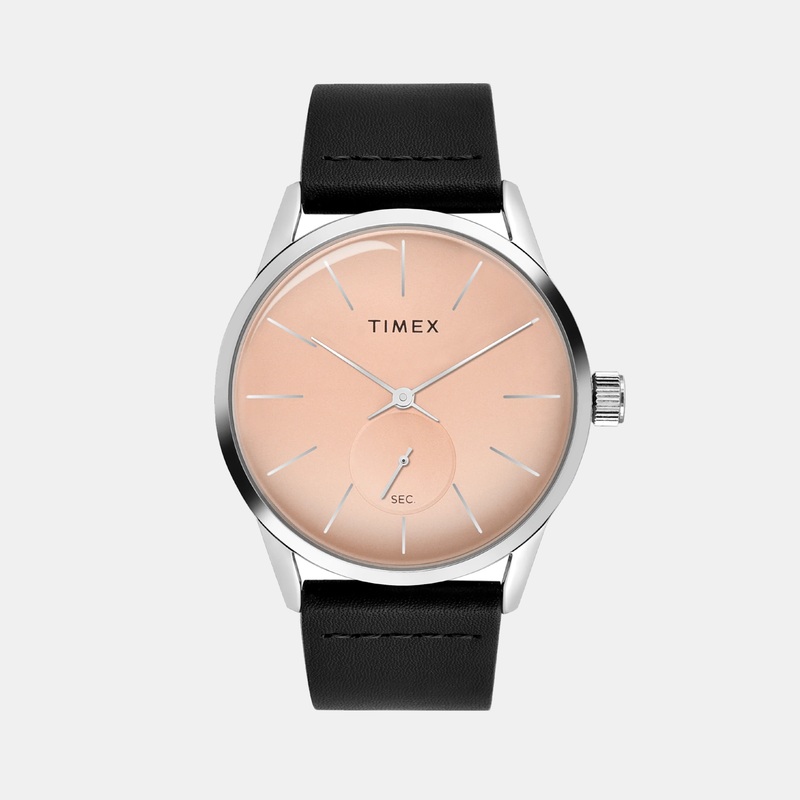 Men Quartz Peach Dial Analog Leather Watch TWEG25504