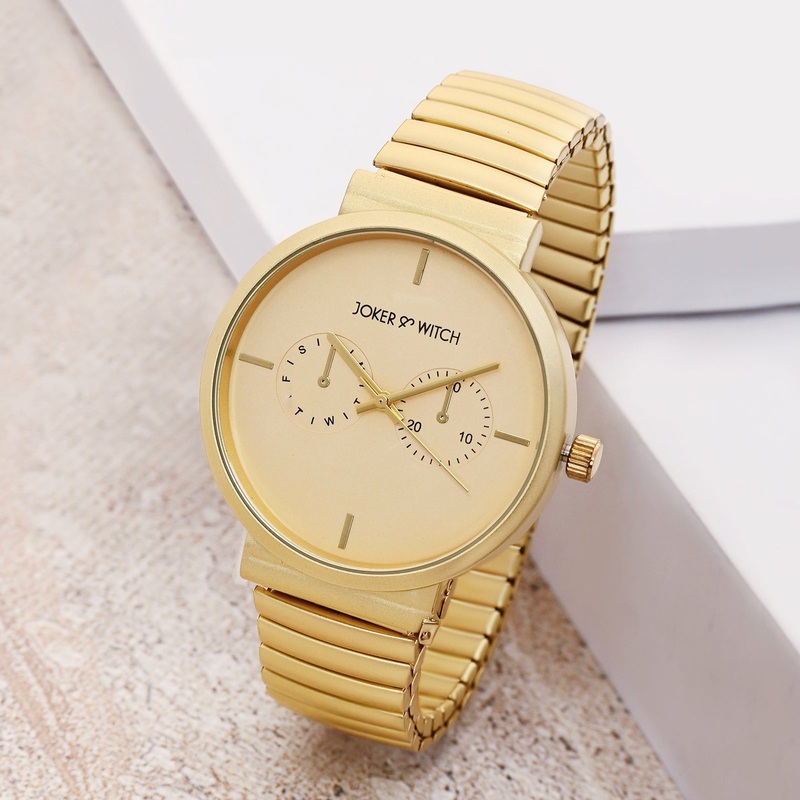 Airo Gold Watch with Matte Finish and Metallic Strap