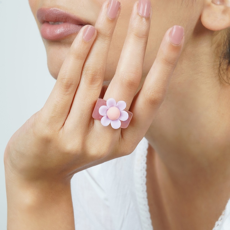 Bewitched Rhoda Purple Floral Signet Ring