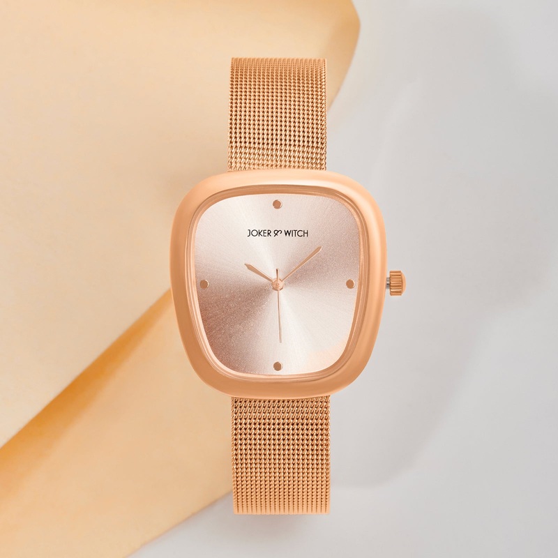 Verity Luxe Rose Gold Dial Rose Gold Mesh Strap Watch