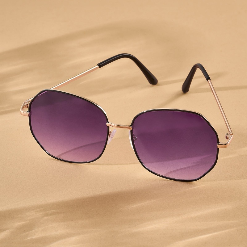 Edge Octagon Purple Ombre Lens Gold Frame Sunglasses