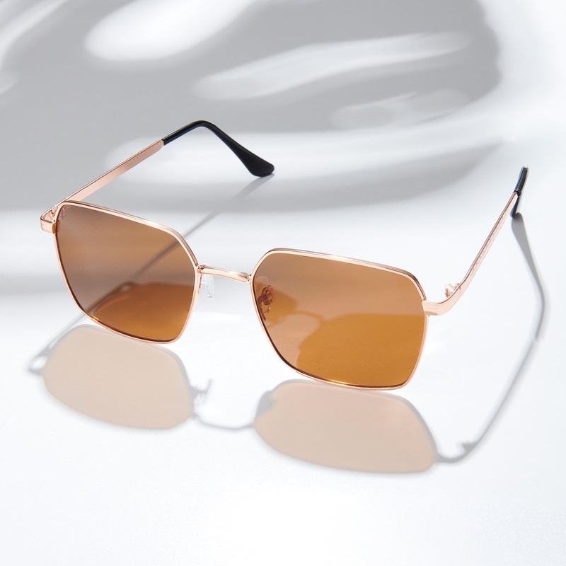 Enigma Square Brown Lens and Rosegold Rimmed Sunglasses