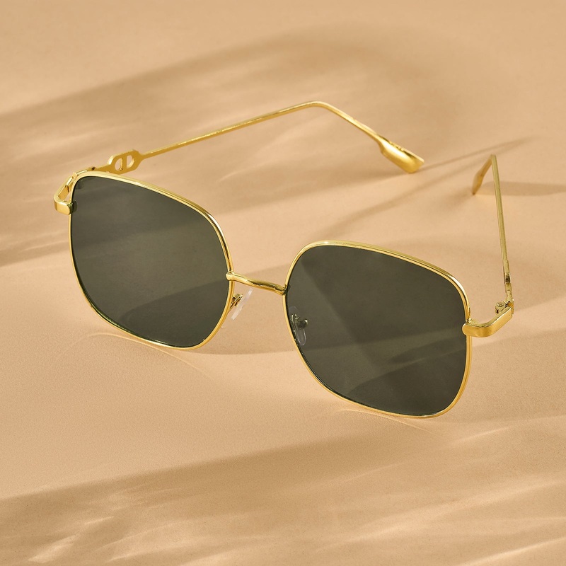 Sunkissed Square Dark Brown and Gold Oversized Sunglasses