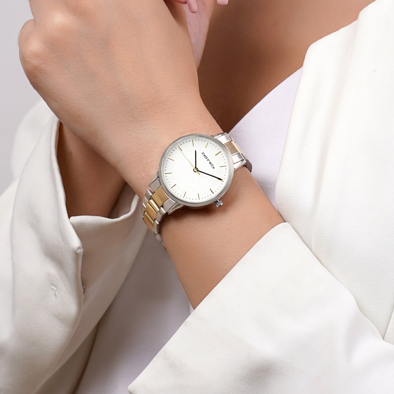 Tokyo White Dial Dual Tone Metallic Strap Watch