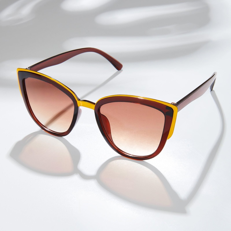 Anna Retro Cateye Brown Ombre Sunglasses with Gold Accents