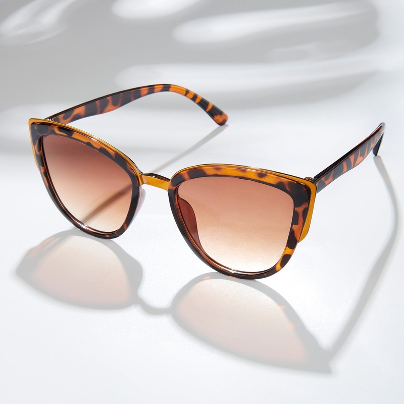 Anna Retro Cateye Cheetah Print Ombre Sunglasses with Gold Accents