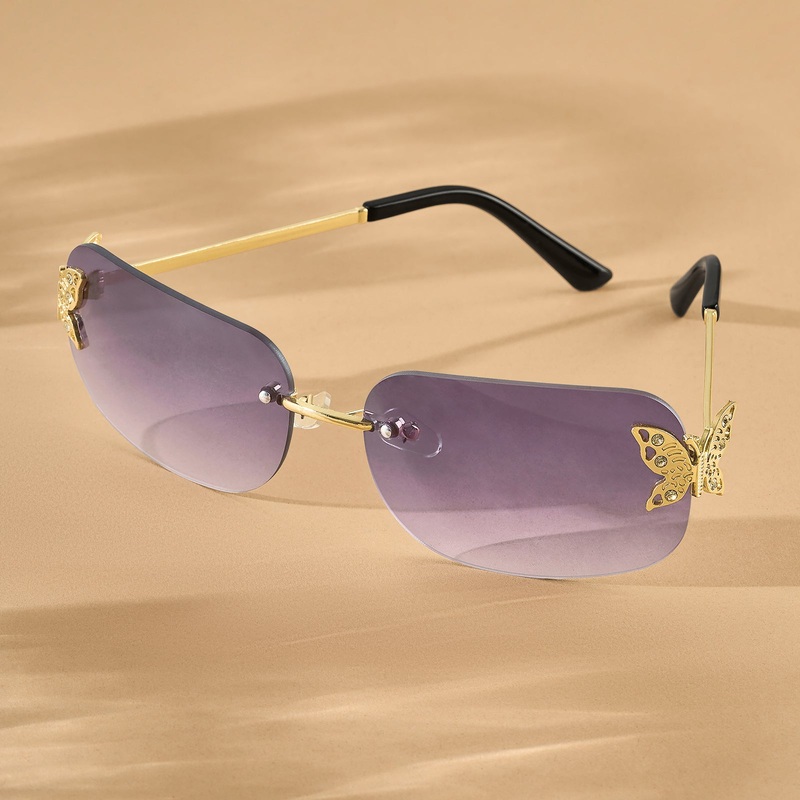 Vanessa Butterfly Sunglasses With A Gold Frame And Double Grey Ombre Lenses