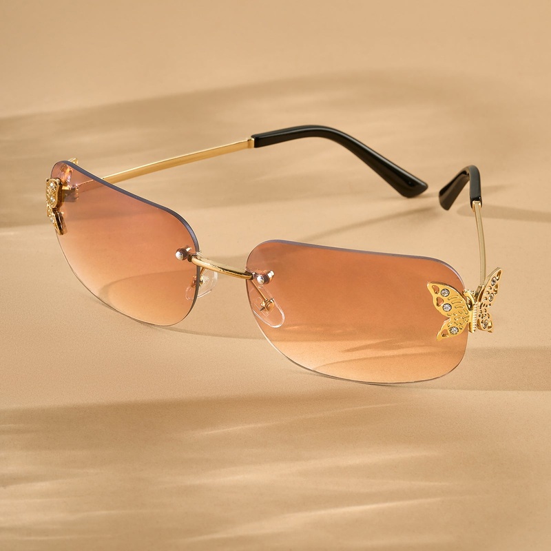 Vanessa Butterfly Sunglasses With A Gold Frame And Tan Ombre Lenses