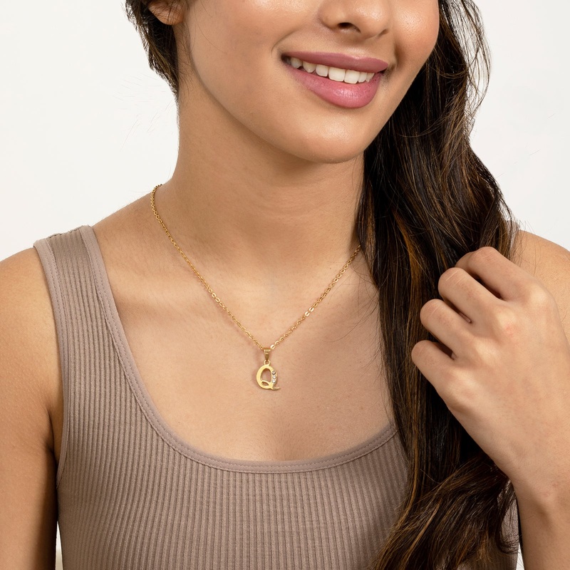 Bewitched Q Intial Pendant Necklace