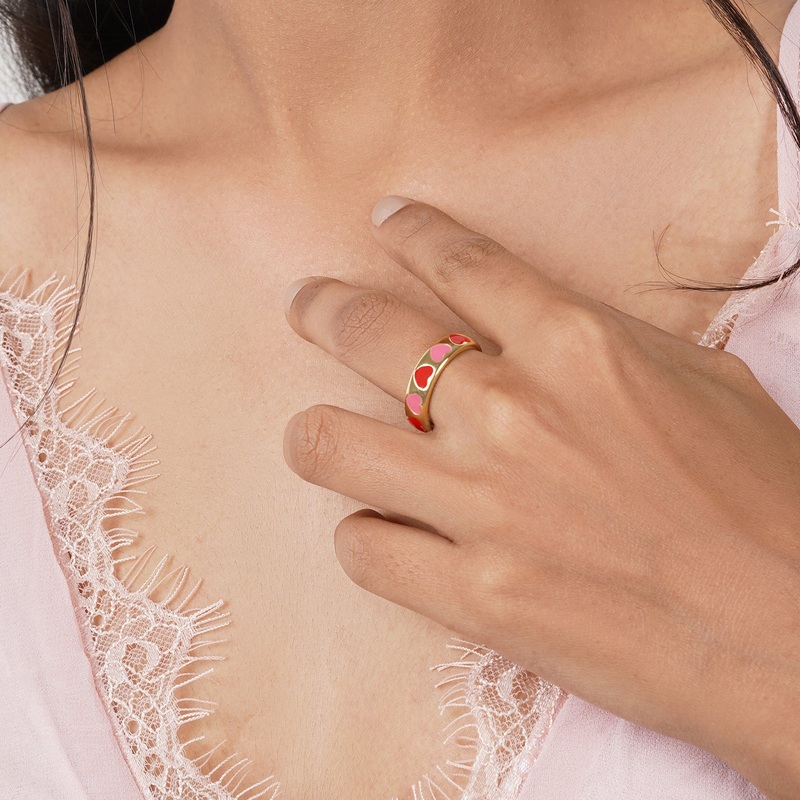 Cara Pink And Red Multicolour Ring