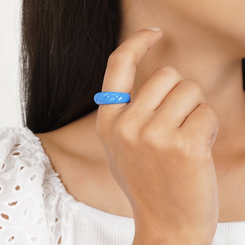 Dark Blue Truffle Croissant Ring