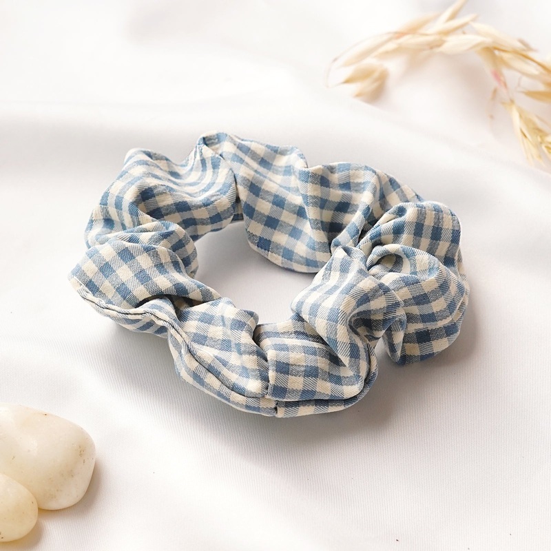 Bewitched Lavie Blue Plaid Scrunchie