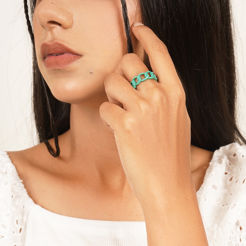 Bewitched Salsa Teal Chainlink Ring