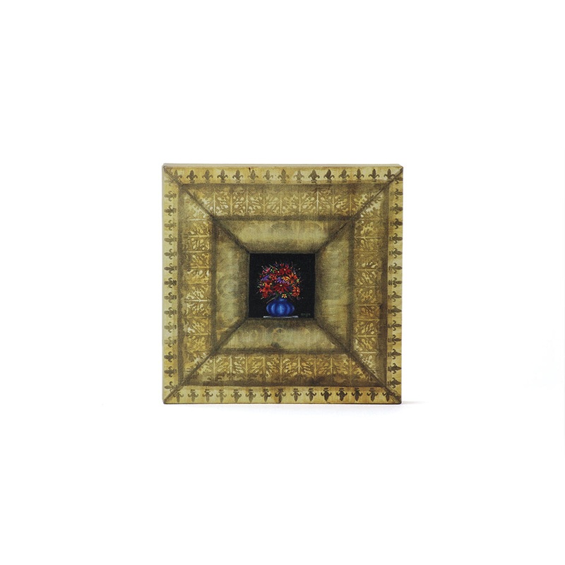 Artwork for Animals Angelica Goodwin Original Gold Frame Multicolor Flowers Canvas Print