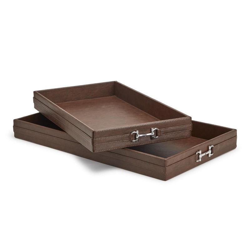 Two's Company Horse Country Decorative Tray with Polished Horse Bit Accent