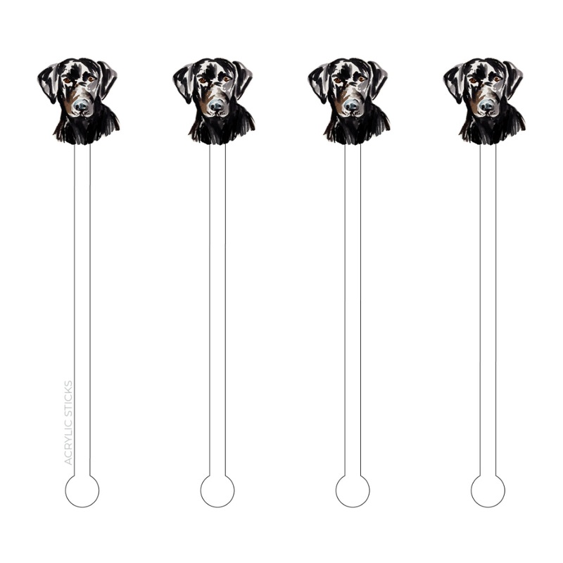 Black Lab Profile Acrylic Stir Sticks- Set of 4