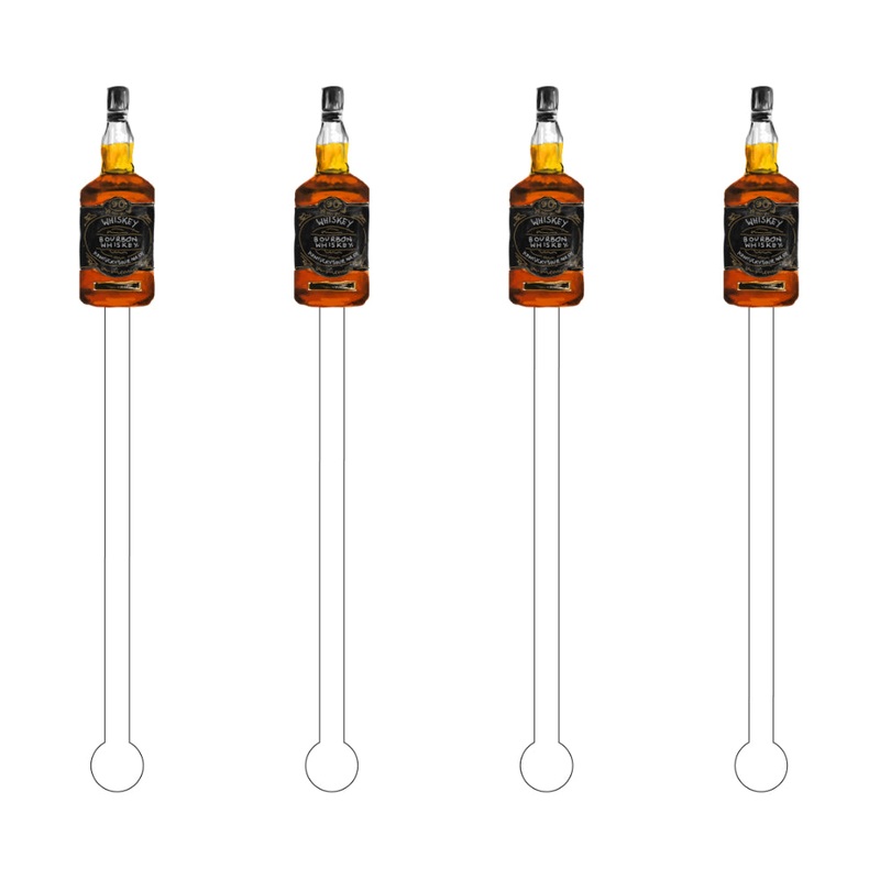 Bourbon Whiskey Acrylic Stir Sticks- Set of 4