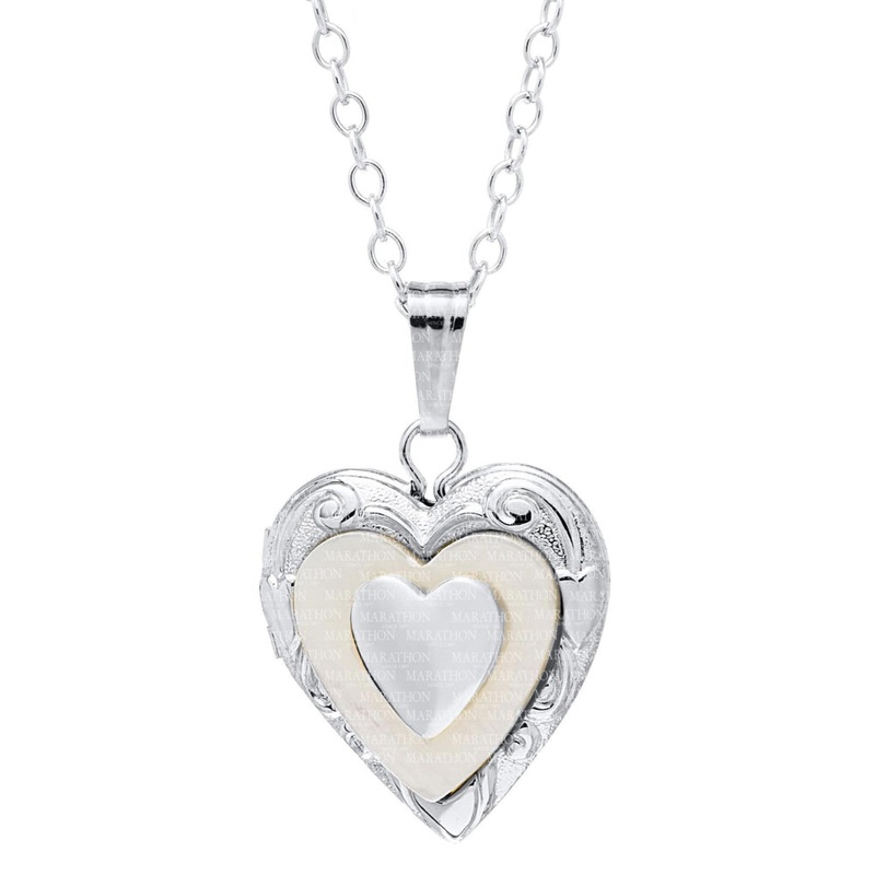 Children's Mother of Pearl Heart Locket Necklace