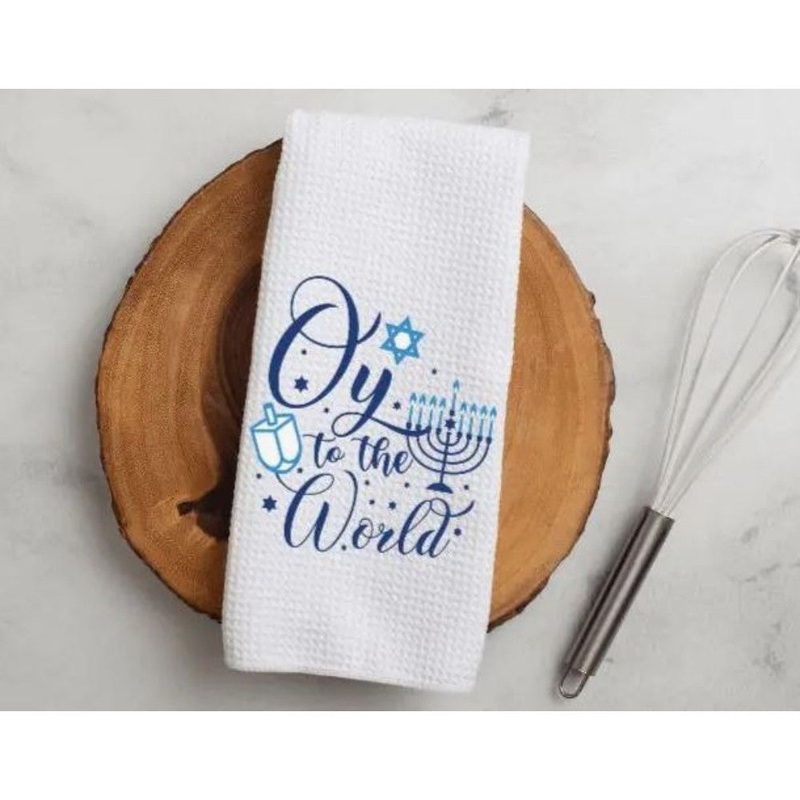 Creative Crafts Hanukkah Kitchen Towel "Oy To The World"