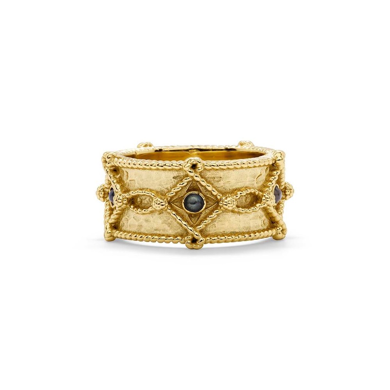 Capucine de Wulf Victoria Ring Band in Hammered Gold/Blue Labradorite