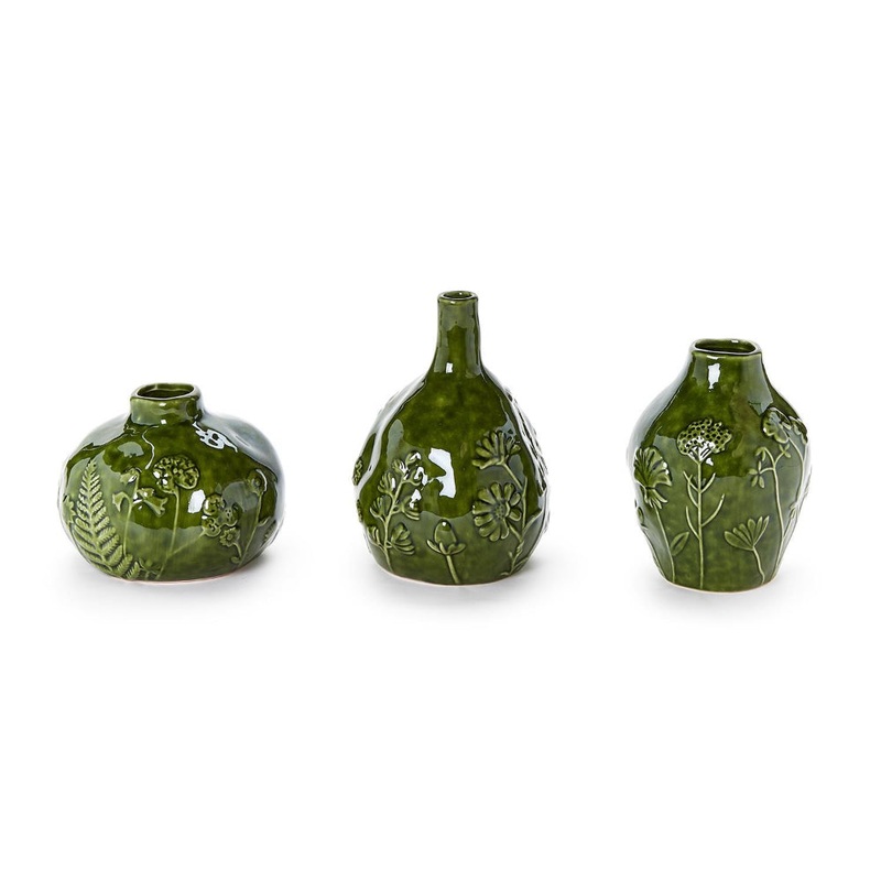 Two's Company Floral Scape Relief Pattern Vase