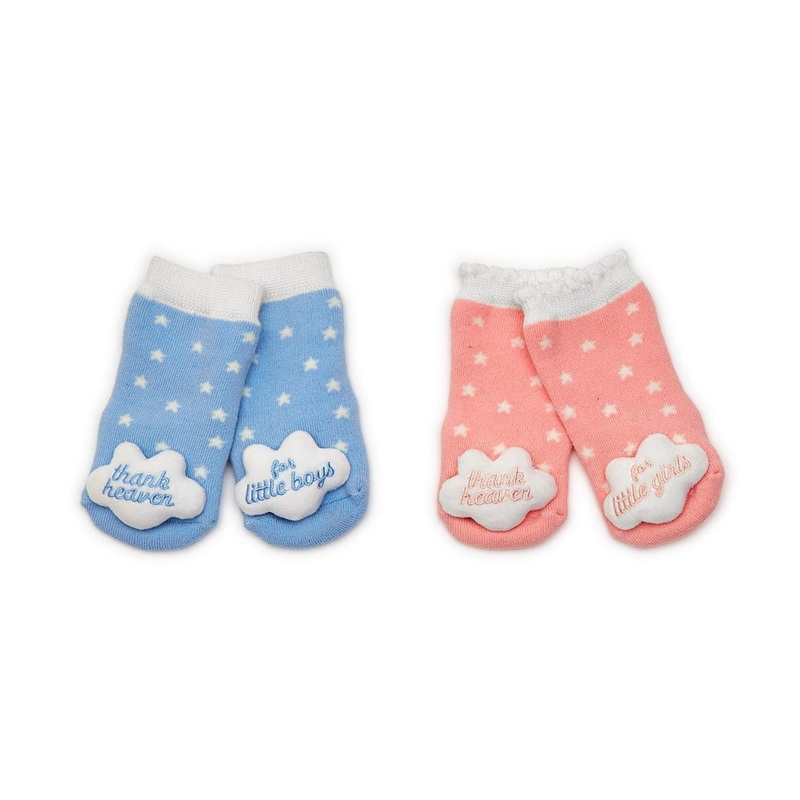 Two's Company Thank Heaven Rattle Socks with Grips