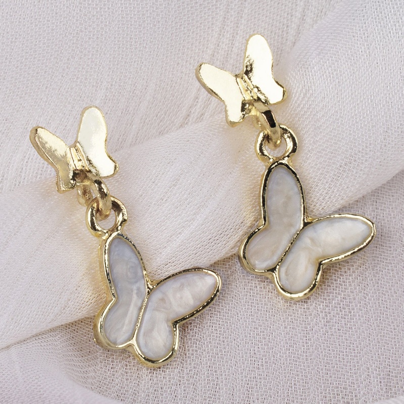 Bailley White Butterfly Earrings