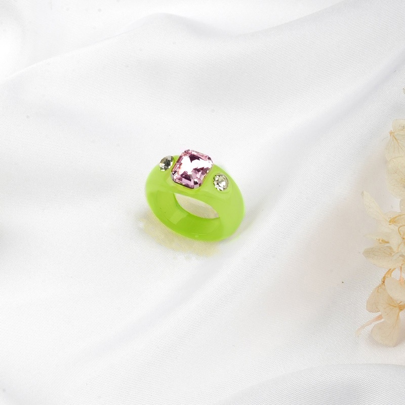 Bewitched Mel Rhinestone Green Ring