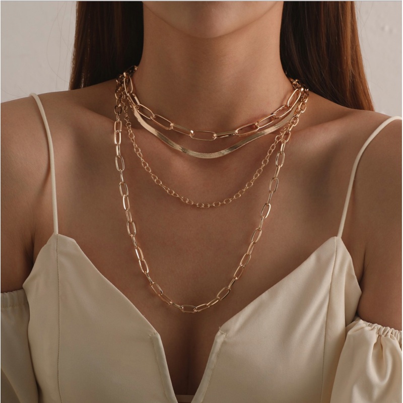 Luna Multi Layered Link Chain Necklace