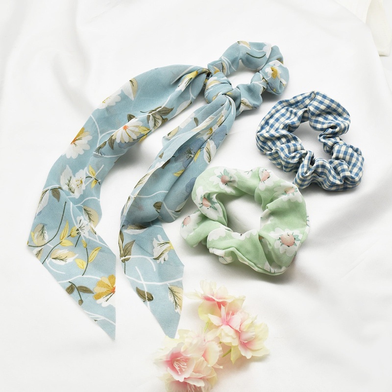 Plush Blue Scrunchie Set
