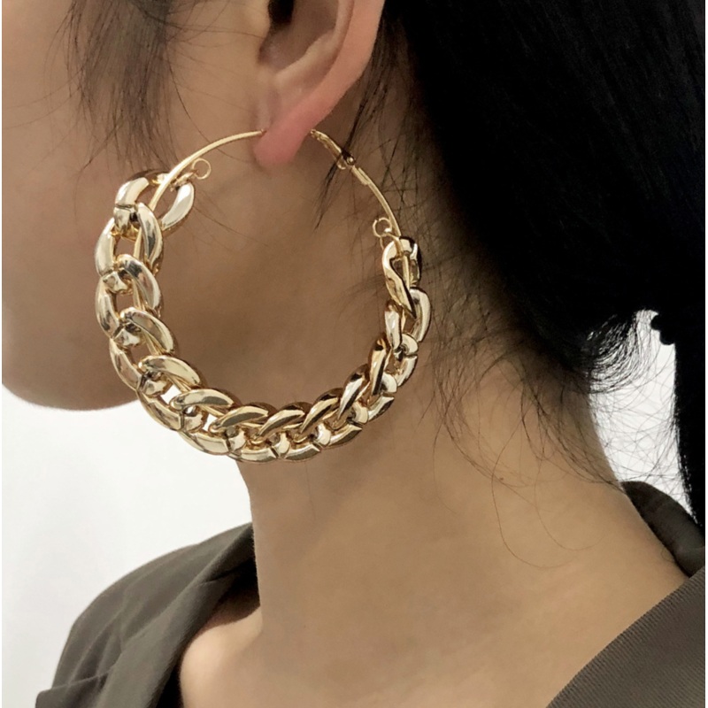 Retro Gold Chain Hoops