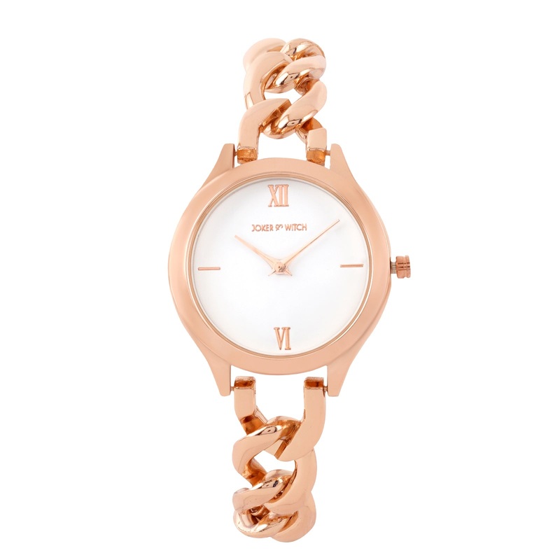 Vegas White Dial Rose Gold Metallic Watch