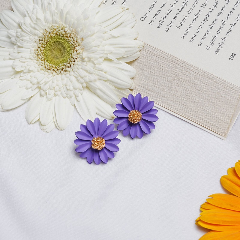 Bewitched Classic Solid Purple Floral Earring